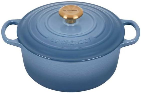 Le Creuset Signature Enamelled Cast Iron Round Casserole Dish With Lid, 24 cm, 4.2 Litre, Chambray, 21177244344441