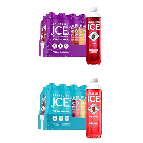 Sparkling Ice Purple Variety Pack, Sparkling Ice Blue Variety Pack, Zero Sugar Flavored Sparkling Water with Antioxidants, Vitamins, and Zero Calories (16 fl oz Cans, 12 count)