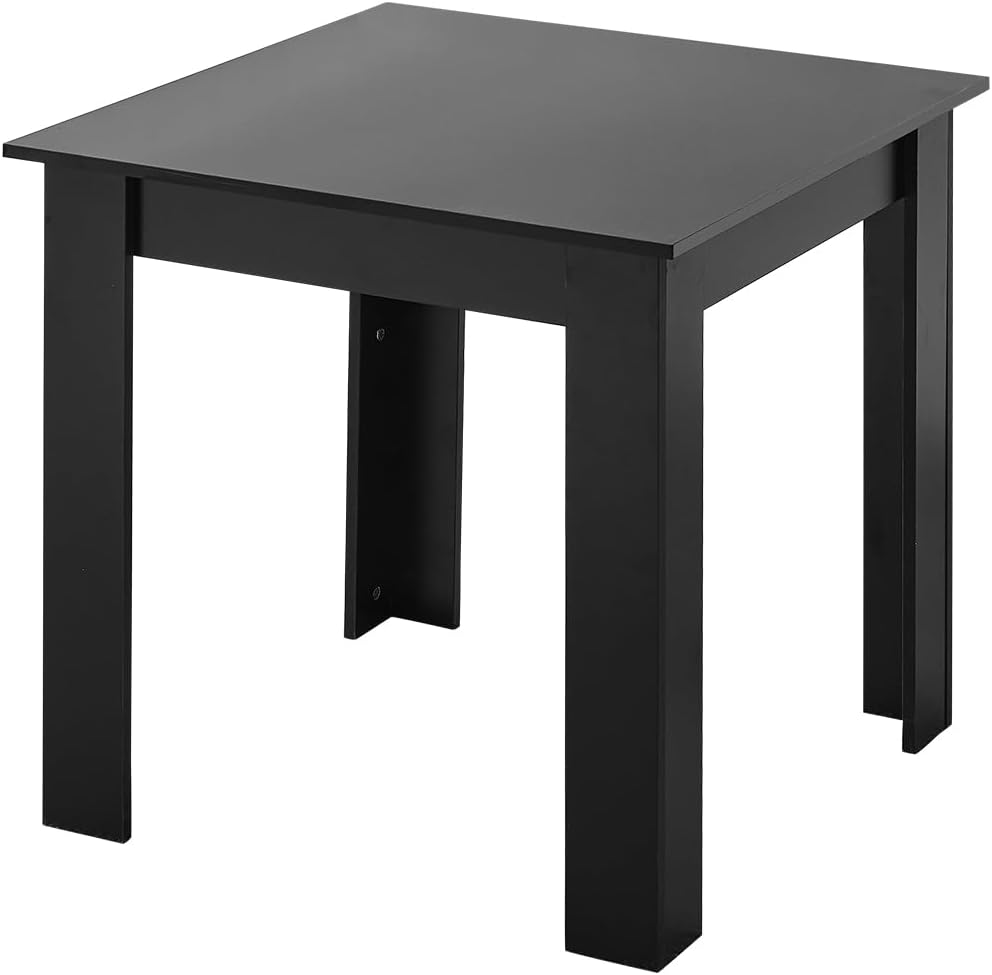 NICEME 75x75 cm Small Dining Table Space Saving Kitchen Table for Small Spaces, High Glossing Tabletop (Black)