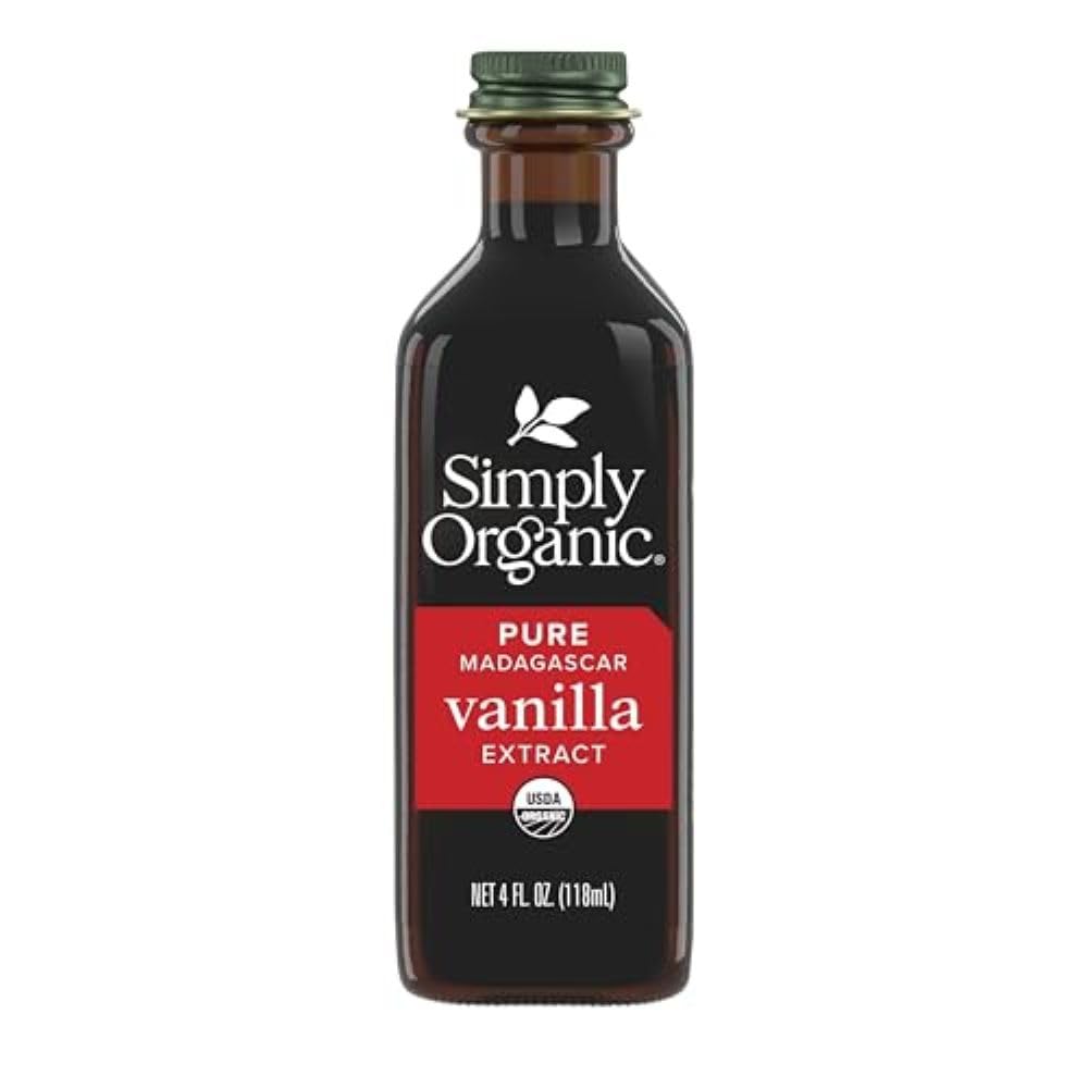 Simply Organic Pure Madagascar Vanilla Extract, 4-Ounce Glass Jar, Certified Organic, Sugar-Free Flavor For Smoothies