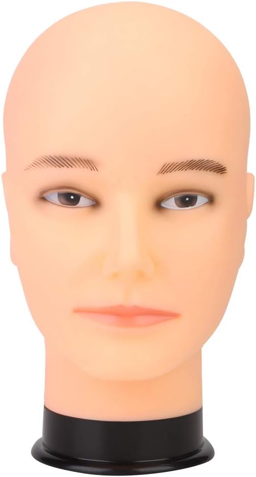 Male Mannequin Head, Bald Manikin Head Training Wig Model Hairdresser Stand Professional Cosmetology for Hat Helmet Glasses Hairs Display Making Practice Styling Braiding Headphone Jewellery