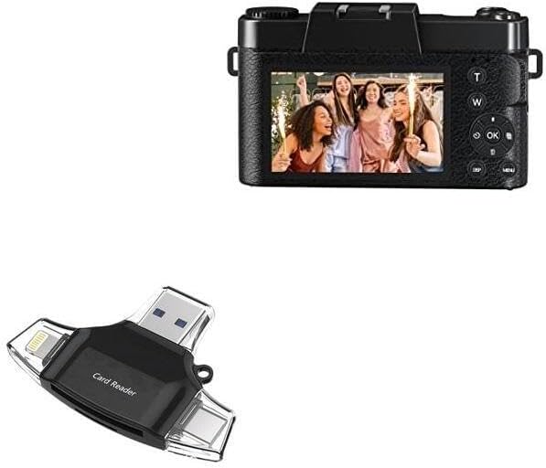 BoxWave Smart Gadget Compatible with Saneen Digital Camera 4K & 56MP - AllReader SD Card Reader, microSD Card Reader SD Compact USB - Jet Black