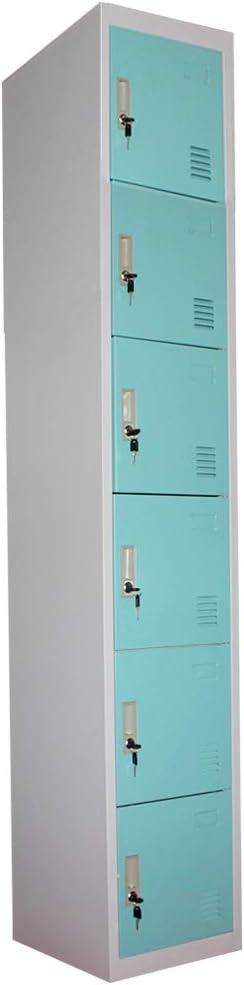Panana Pal Metal Lockers 6 Doors Storage, Metal Lockable Unit Staff School Gym Changing (Sky Blue)