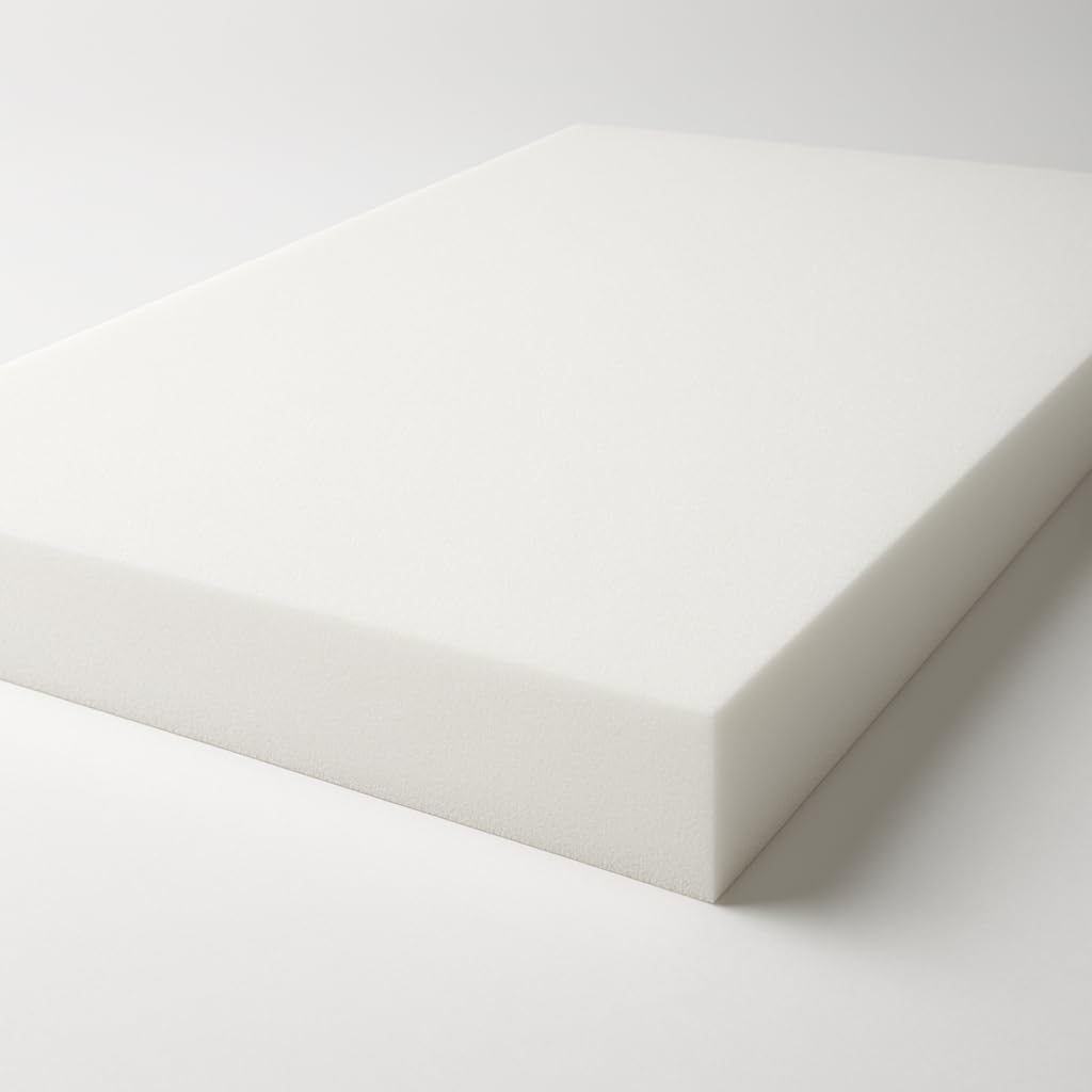 High Density White Upholstery Foam Sheet – Firm Cushioning for Bench, Stool & Seat Pads, Sofas, Beds, Campervans – Indoor/Outdoor Padding – Cut to Size (1inch, 12 x 12)
