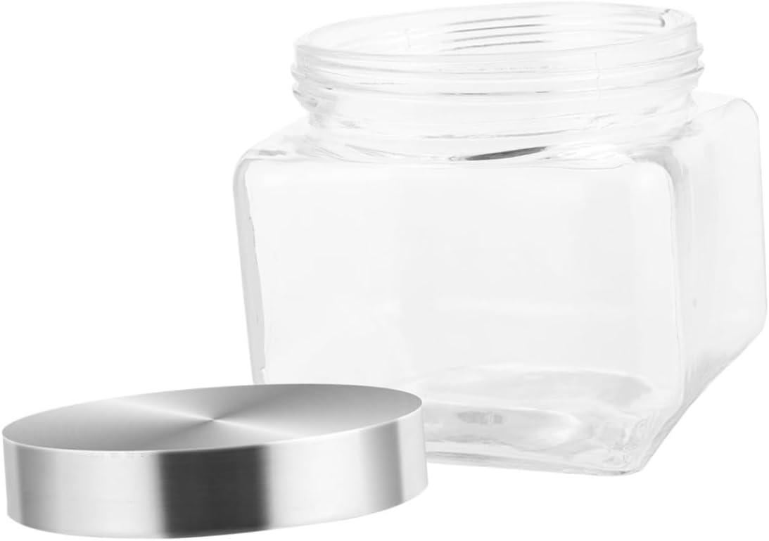 GLEAVI 800ml Airtight Glass Jar Stainless Steel Lid Lead-free Food Storage Container for Kitchen Organization and Cereal Grain and Pantry Staples