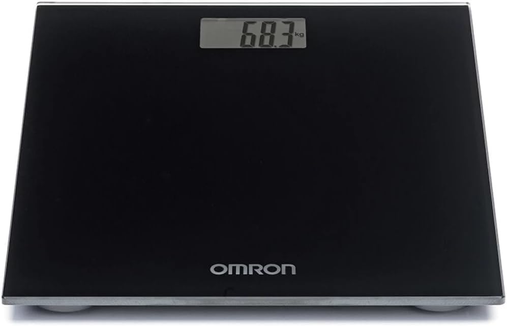 OMRON HN289 Digital Bathroom Scale with Large LCD Display and Non-Slip feet, Extra Thin Body Scale - Black