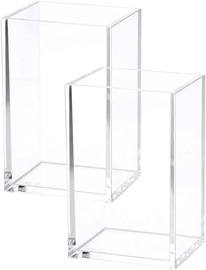 2 Pack Clear Acrylic Pencil Pen Holder Cup, Makeup Brush Holder Acrylic Desk Accessories