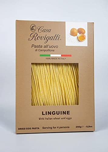 Linguine Gourmet Egg Pasta (Pack of 4) - Italian Pasta from the region of Di Campofilone - Imported Gourmet Italian Egg Pasta - 8.8 ounces / 250 grams