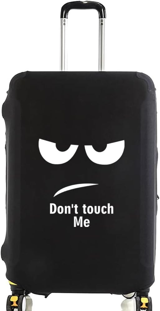 White Picture Printed Design Travel Trolley Case Cover Protector Washable Suitcase Cover Luggage Storage Covers for 18-28 Inch Luggage Cover (L (26-28 inch Luggage), Don’t Touch Me)
