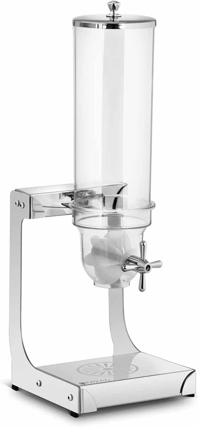Royal Catering Cereal Dispenser Breakfast Cereals Cornflakes Granola Dry Goods Single 3.5L RCCS-3.5LSS (Plastic, Stainless Steel, Max. Cereal Bowl Height 13cm)