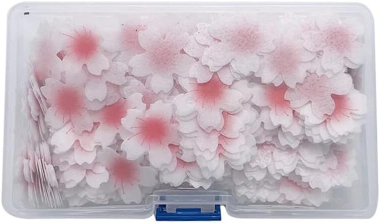 100 Pieces/Box Edible Flower Cupcake Toppers, Sticky Rice Paper Decorative Cake Cupcake Toppers for Wedding Birthday Party Cupcake Food Decoration Frosting, Icing and Decorations