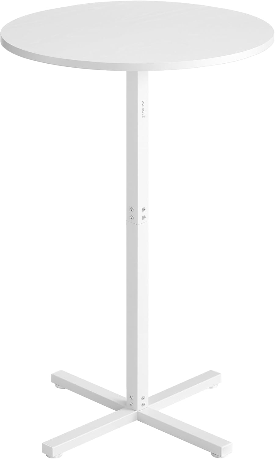 VASAGLE Bar Table, High Dining Table, Metal Frame, 60 x 60 x 104.5 cm, Easy to Assemble, With Cross Base, for 2-3 People, Modern, Snow White LBT361W01