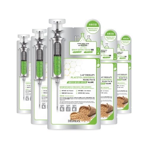 Deoproce Lap Therapy Ampoule Mask 25g Pack of 5 – Placenta Soothing Sheet Mask, Korean Skin Care