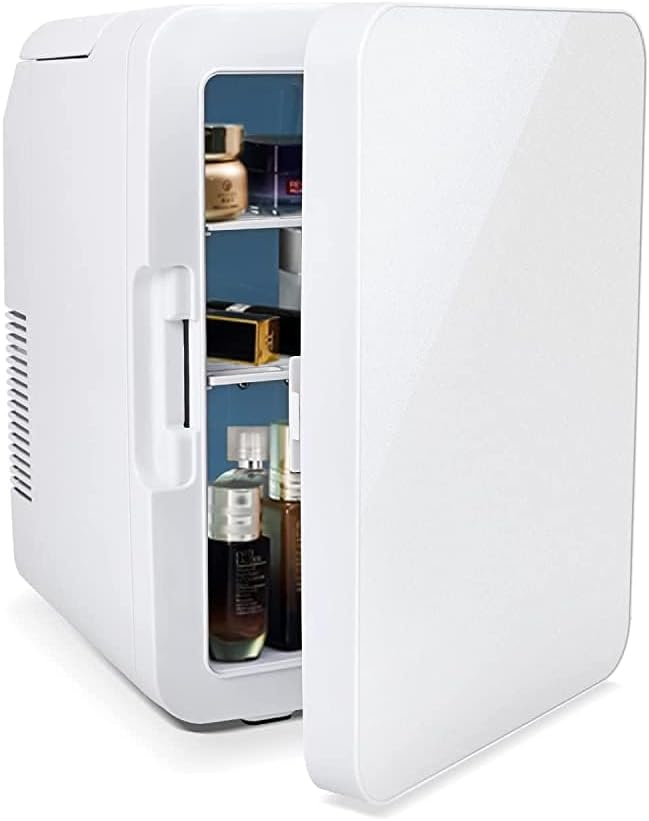 ARTETHYS Mini Fridge for Bedrooms 10L Car Fridge Mini Refrigerator with System Cooler and Warmer for Home Office, 220V AC/12V DC, White