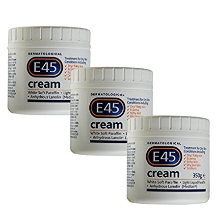 E45 Dermatological Face Body Moisturiser Cream for Dry Skin 3x350g Tubs