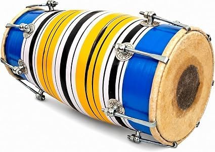 14 Inch Medium Handmade Wooden & Leather Classical Indian Folk Tabla Dholak Drum Set With Adjustable 14-Bolts & Tuning Spanner, Hand Percussion World Musical Instruments For Musicians Punjabi Dholki