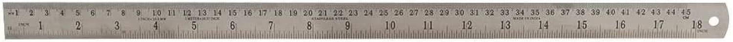 Duratool D03077 18" (450mm) Stainless Steel Ruler with Metric/Imperial Marking, Satin