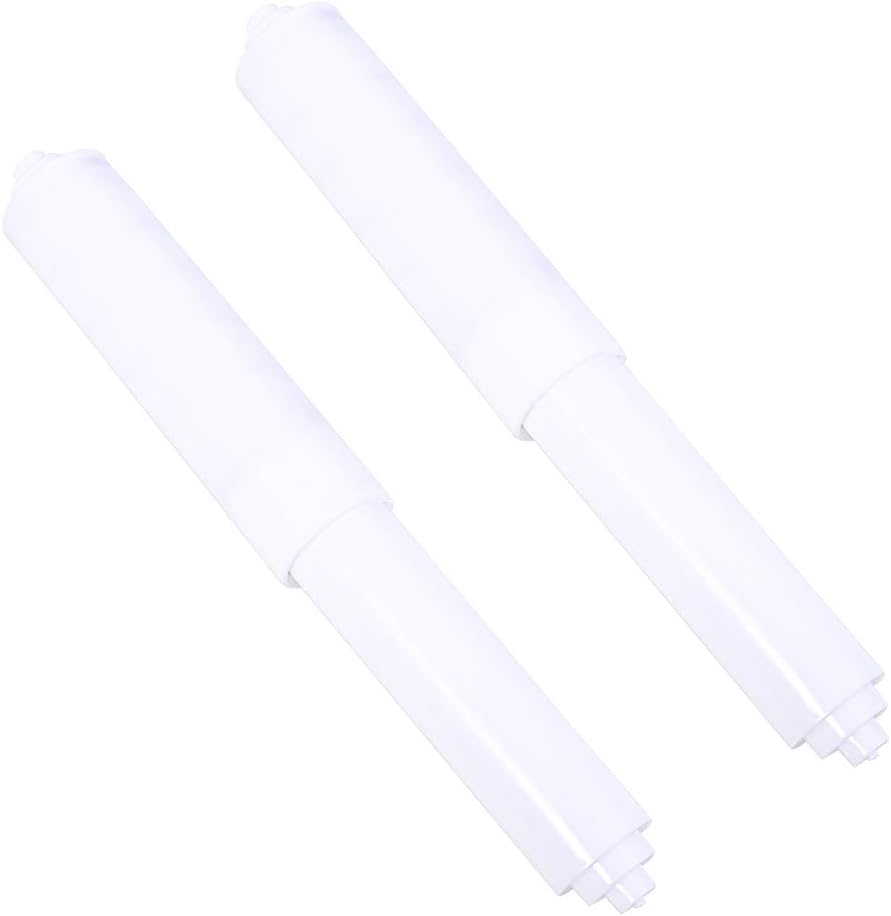 Opopark Toilet Paper Holder Roller 2 Pieces White Plastic Toilet Tissue Roll Holder Insert Spring Loaded Bathroom Replacement Roller