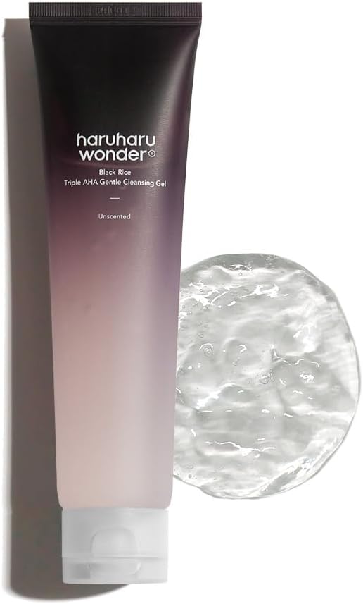 Haruharu Wonder Black Rice Triple AHA Gentle Cleansing Gel 100ml, Hydrating Cleansing gel, Gentle exfoliating, Vegan, Travel essentials