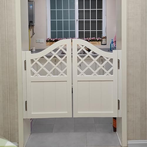 Heavy duty stainless steel swing doors for modern kitchen entrances, commercial cowboy style doors for restaurants, shops, bars and hotels, white, 36" x 40"