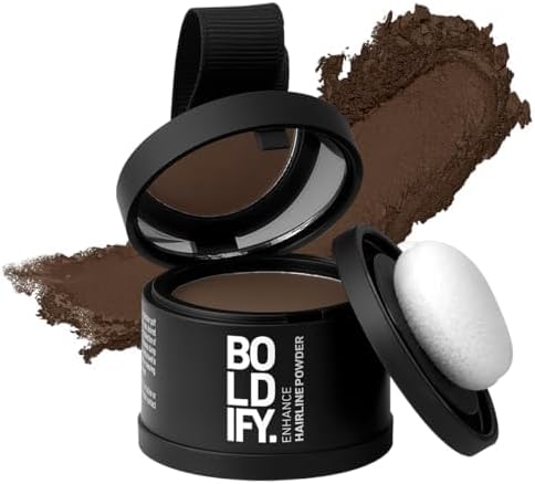 BOLDIFY Hairline Powder - Root Touch Up Hair Color for Gray Coverage - Bald Spot Concealing Hair Powder for Women and Men - 48-Hour Stain-Proof - Medium Brown