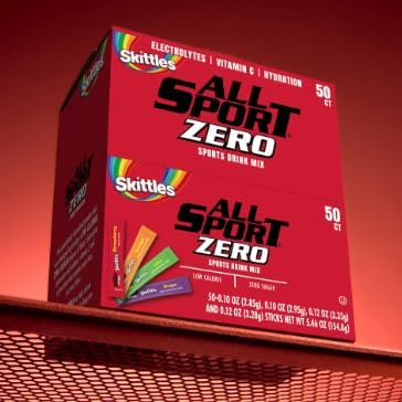 All Sport Powder Hydration Sticks, Zero Calorie, Performance Electrolyte Drink Mix, Sugar Free,SKITTLES 50 Ct box