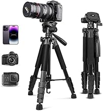 Eicaus 67 Inch Heavy Duty Tripod Stand for Cameras, Cell Phones, Projectors, Webcams, Spotting Scopes - Complete Unit for Canon, Nikon, Sony - Perfect for Phone & Camera Photography