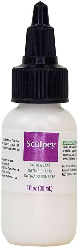 Sculpey® Satin Glaze, Non Toxic, 1 fl oz. bottle with precise flow twist cap. Will add a satin finish to your baked polymer oven-bake clay creations!