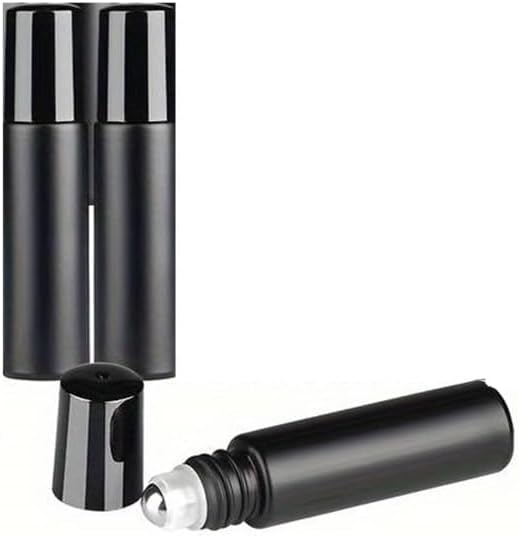 CMJ 2 x 10ml Matte BLACK Roller Ball Empty Bottles Essental Oils Metal Roller Ball Roll On UK SELLER