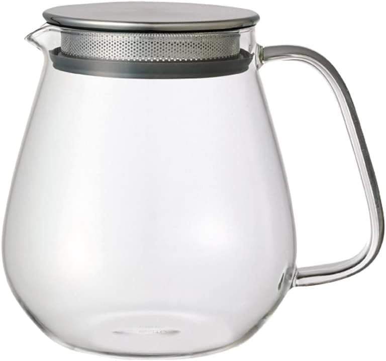 Kinto Unitea One Touch Stainless Steel Teapot 720ml Heat Resistant Glass Teapot with Stainless Steel Strainer in Lid (Japan Import)