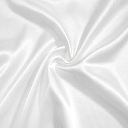 White Polyester Silky Satin Fabric Lining Material Dressmaking plain colour Polyester Satin Plain White
