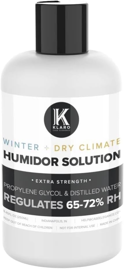 CASE ELEGANCE Winter + Dry Climate Klaro Humidor Solution Single Bottle - Special Formula to Help Maintain Humidity in Winter & Dry Climates 250 ml