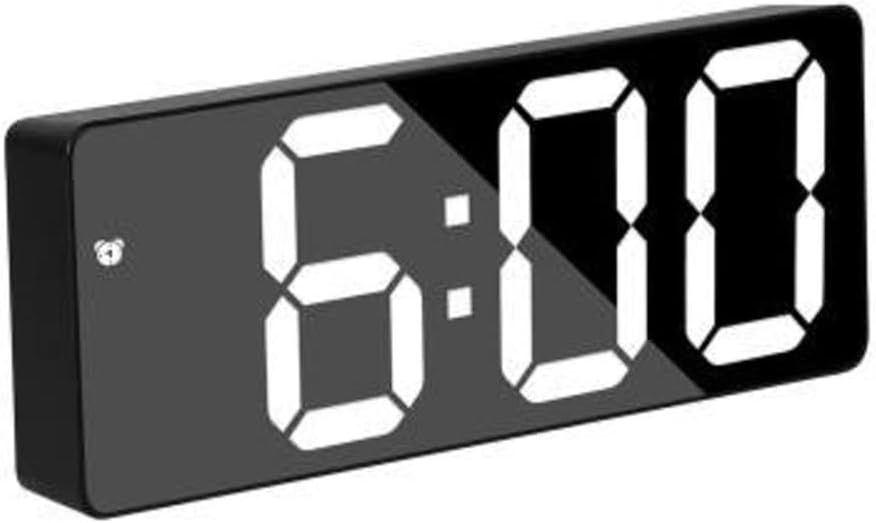 Alarm TSV Clock Mirror LED Display Digital Clock with Temperature, Snooze, Adjustable Calendar,USB Port Night Light