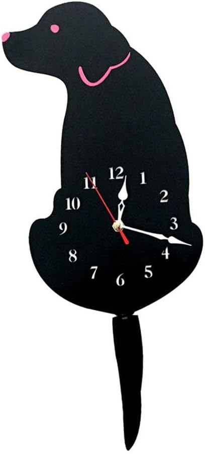 SM SunniMix Creative Acrylic Wall Clock Tail Wag Swing Clock Home Decor Props Craft, Silent Sweep, Battery Powered, Black