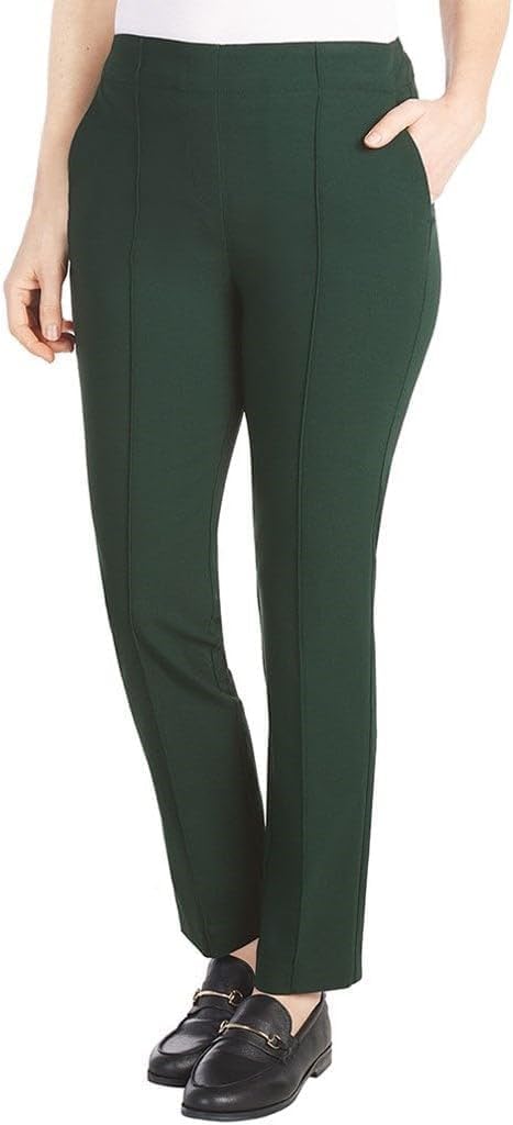 Hilary Radley Women's Ponte Pull-On Mid Rise Slim Leg Pants