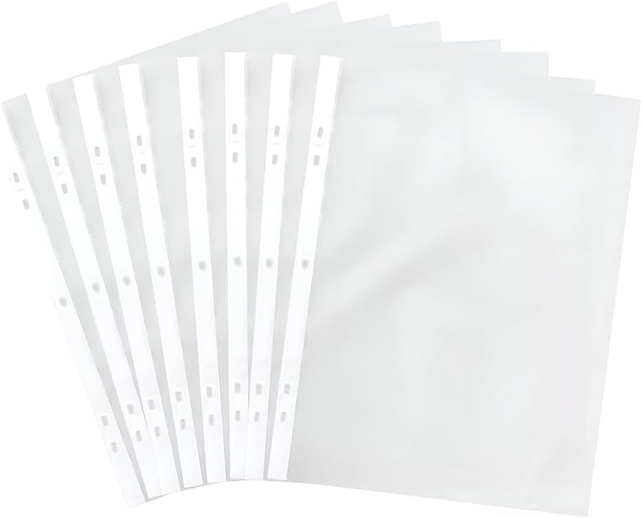 45 Micron 100Pack A5 Plastic Wallets Strong Glass Clear Punched Ring Binder Poly Pockets Ideal for Storing certificates, programmes, Stamps and Receipts (1)