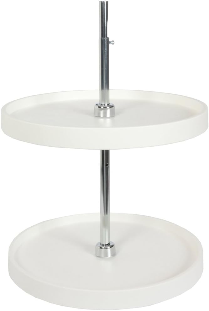 Knape & Vogt Plastic Lazy Susan Organizer, 2-Tier Lazy Susan for Cabinet, Full-Round 20-Inch Polymer Spice Turntable, White