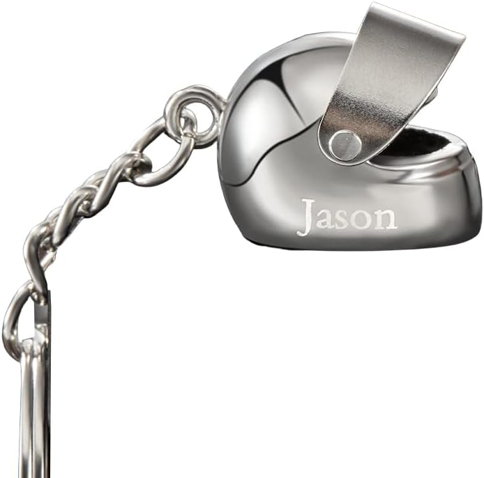 Personalised Name Mini Motorcycle Helmet Key Chain for Men - Custom Monogram Key Rings Gifts for Men, Dad, Bag Pendant Accessory
