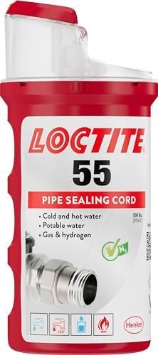 LOCTITE 55 Pipe Thread Sealant, Non Curing Plumbers Tape for Plumbing Pipes and Fittings, Reliable Fast Action Cord for Metal and Plastic, 160m