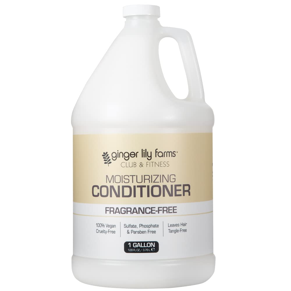 Ginger Lily Farms Club & Fitness Moisturizing Conditioner for Dry Hair, 100% Vegan & Cruelty-Free, Fragrance Free, 1 Gallon (128 fl oz) Refill