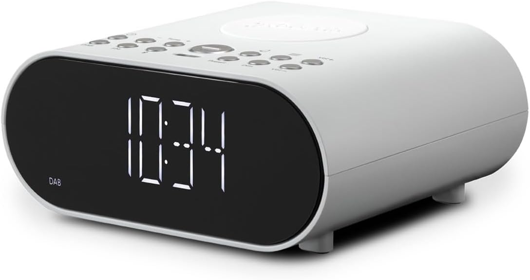 Roberts ORTUSCHARGED-WHT DAB Alarm Clock Radio with Wireless Smartphone Charging - White