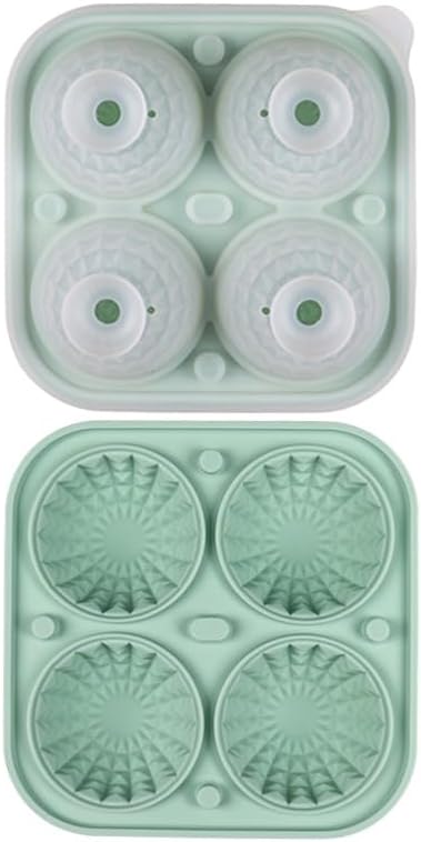 Unique Grenade-Shaped Silicone Ice Ball Mold for Whiskey - Home Bar Essential with Geometric Ice Cube Designs (Green Sphere)