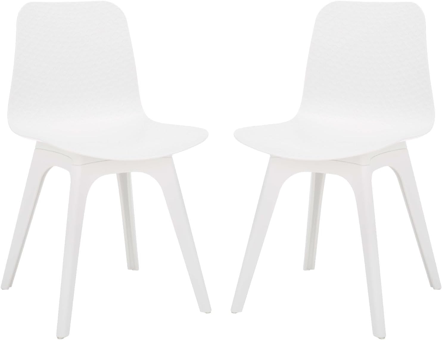 SAFAVIEH Couture Collection Damiano Retro White Molded Plastic Dining Chair Set of 2