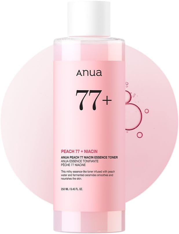 ANUA Peach 77 Niacin Essence Toner, Facial Toner for Glass Skin, Niacinamide, Panthenol, Ceramides, Korean Skin Care, 250ml/8.45 fl.oz.