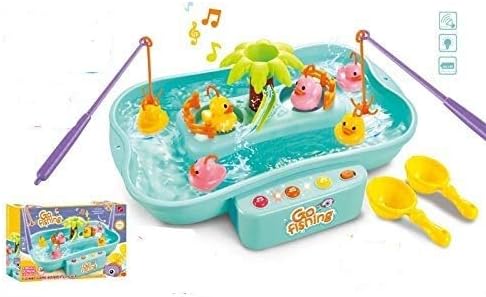 Kids Go Fishing Game Toy Set - Hook a Duck Stocking Filler Age 14+ With Music Water Table, Floating Fish and Ducks, Swirl Pond, and Fishing Pole - Water Play Set