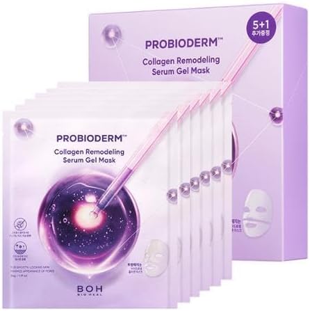 BIOHEAL BOH Probioderm Collagen Reforming Serum Gel Mask (6 x 34 g) Hydrogel Mask with Collagen Capsules for Firming and Refining Pores, Fac Mask