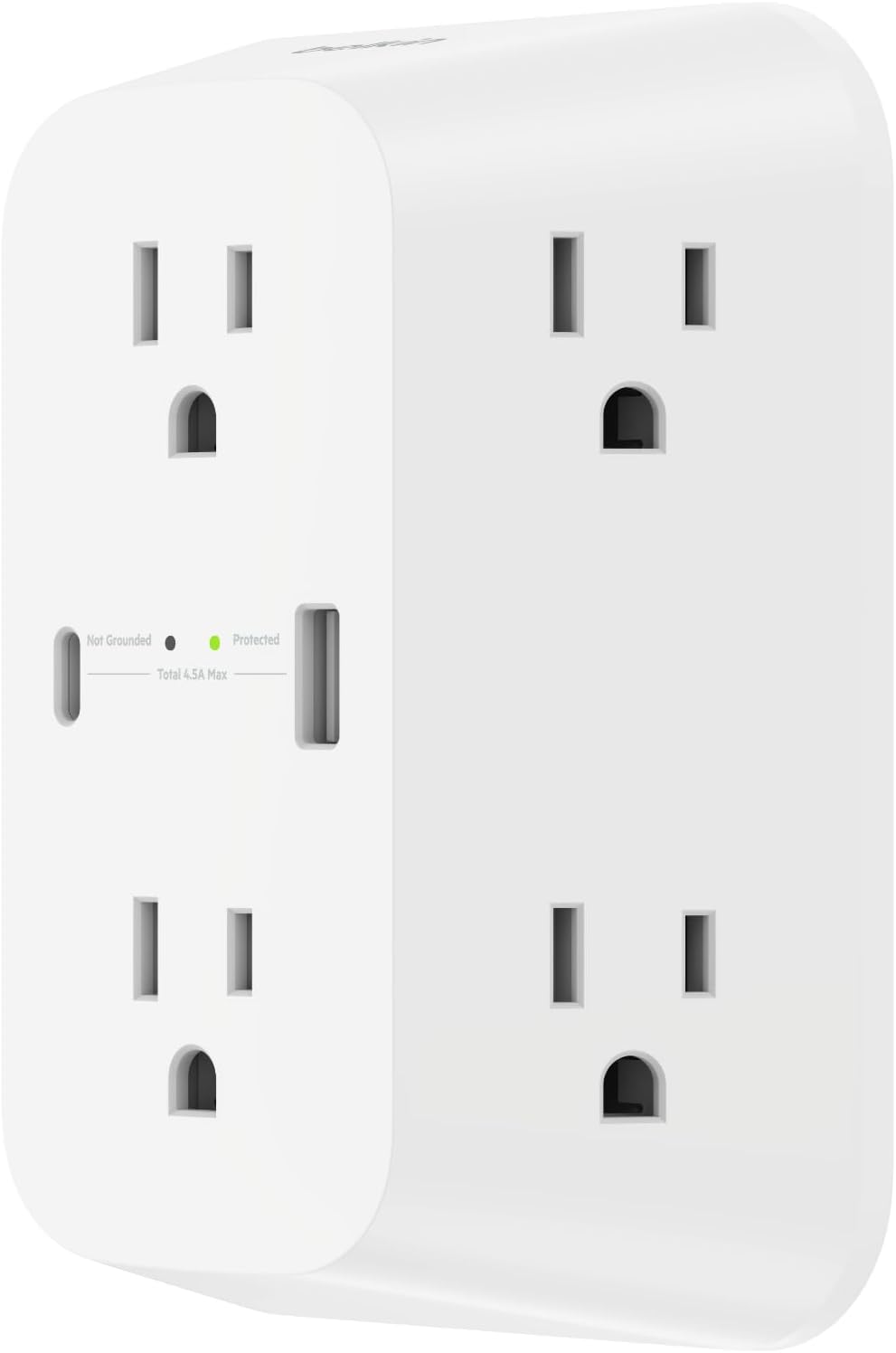 Belkin 6-Outlet Surge Protector Power Strip, ETL-listed, Wall-Mountable w/ 6 AC Outlets, Overvoltage Protection, LED Indicator, USB-C & USB-A Ports w/ USB-C PD Fast Charge - 1,680 Joules of Protection