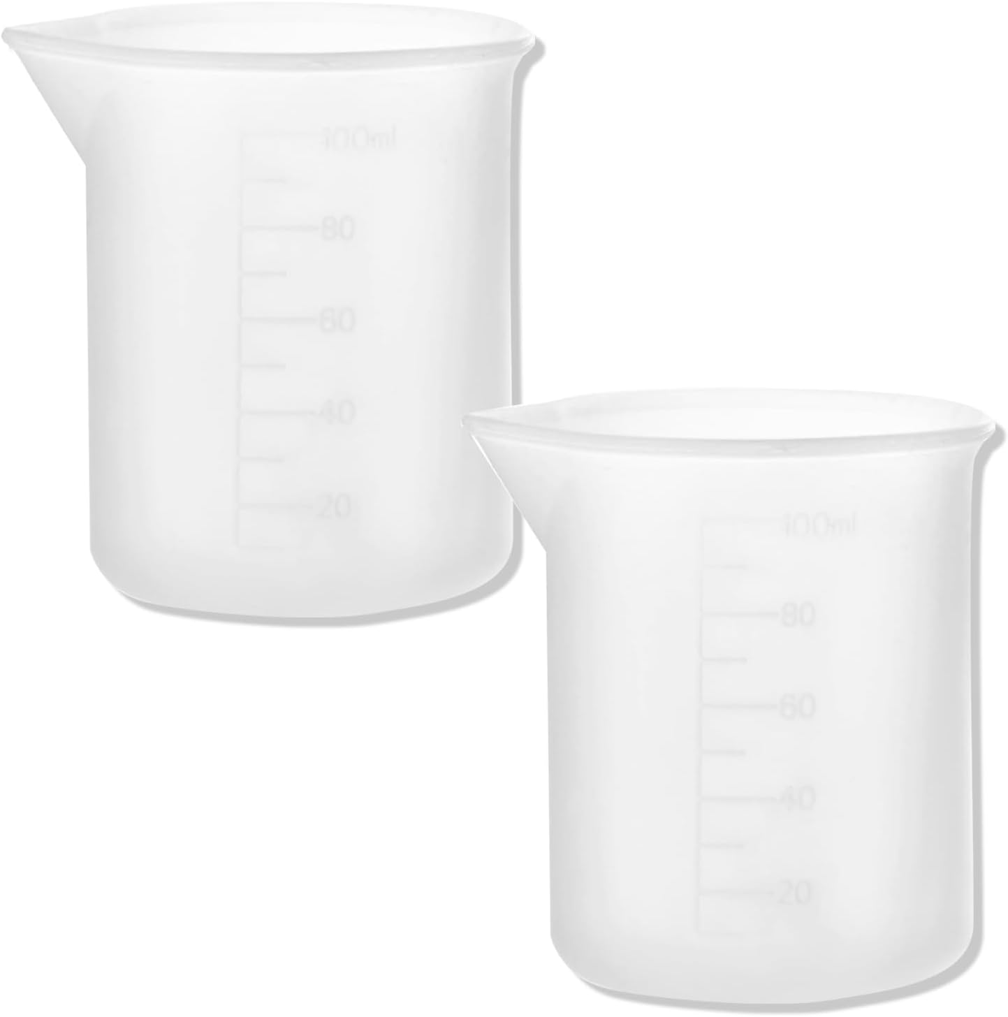 2pcs 100ml Transparent Lab Graduated Beakers,Measuring Scale Markings Baking Lab Kitchen Measure Tool Beakers,Graduated Beaker Clear Plastic Measuring Cup for Baking Lab Kitchen Measure Tool