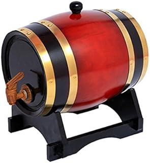 5L Whiskey Barrel Dispenser Oak Aging Barrels Home Whiskey Barrel Decanter for Wine, Spirits, Beer, and Liquor (Red Wine)