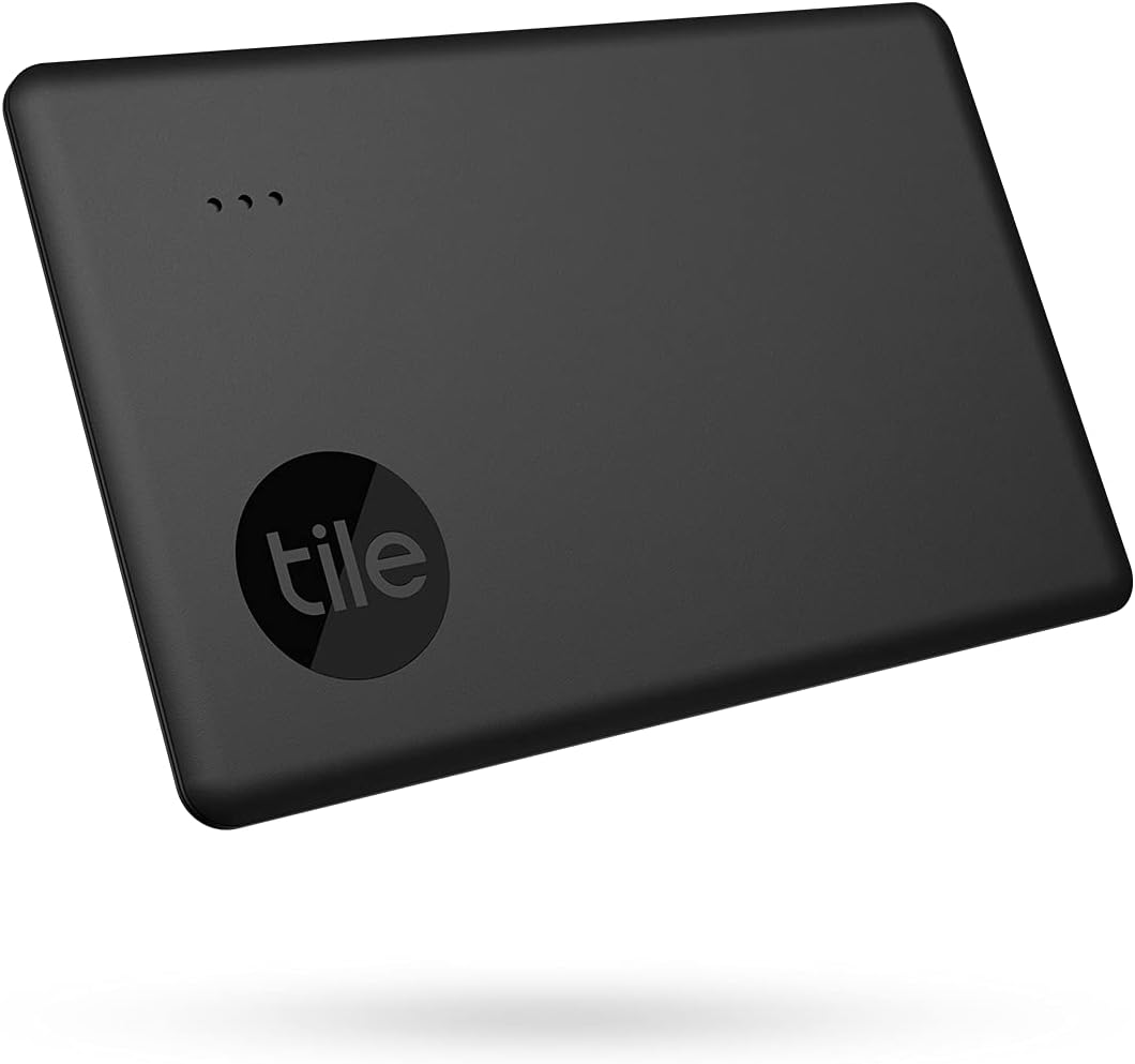 Tile Slim (2022) Bluetooth Item Finder, 1 Pack, 60m finding range, 3 year battery, works with Alexa and Google Home, iOS and Android Compatible, Find your Keys, Wallets, Purses & More, Black